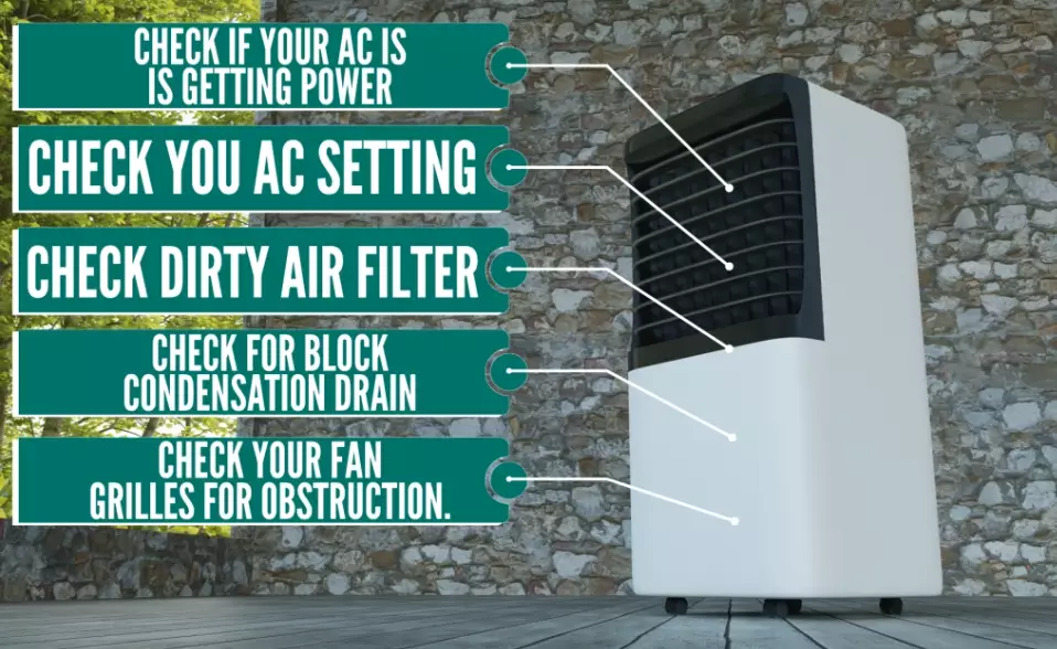 Why is my portable AC not blowing cold air